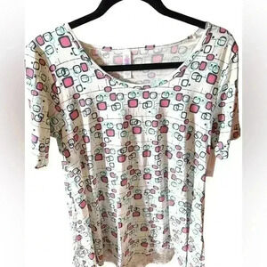 Lularoe XXS white, teal pink Perfect‎ T. I call this the Jetsons print! 🤣 NWT